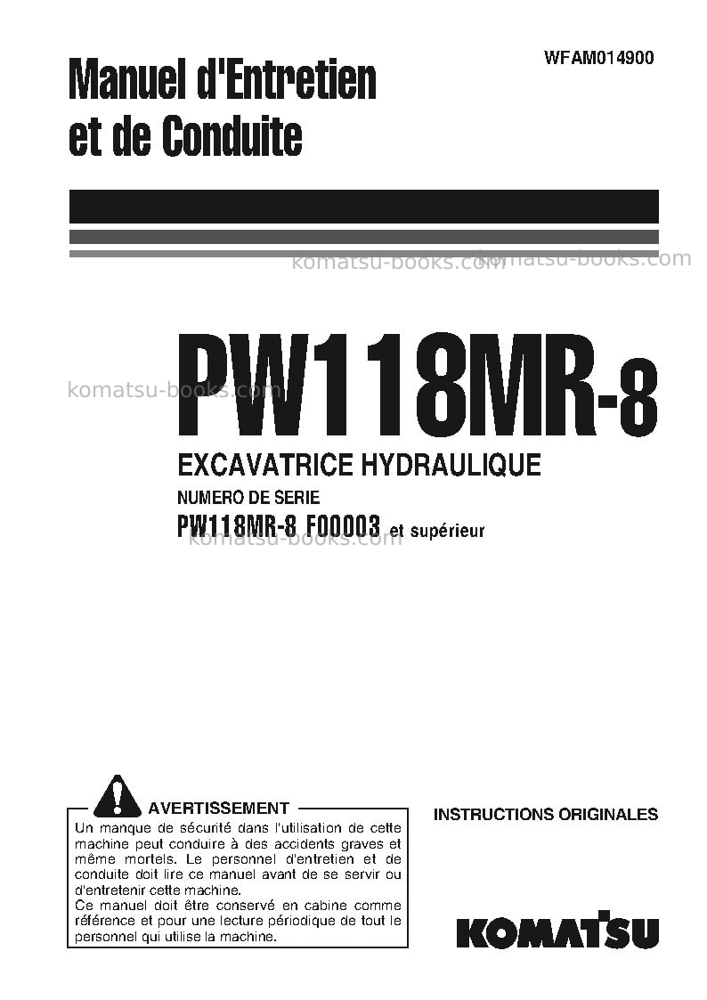 Komatsu pw118mr-8ita Manuel d'utilisation couverture Komatsu pw118mr-8ita Manuel d'utilisation couverture