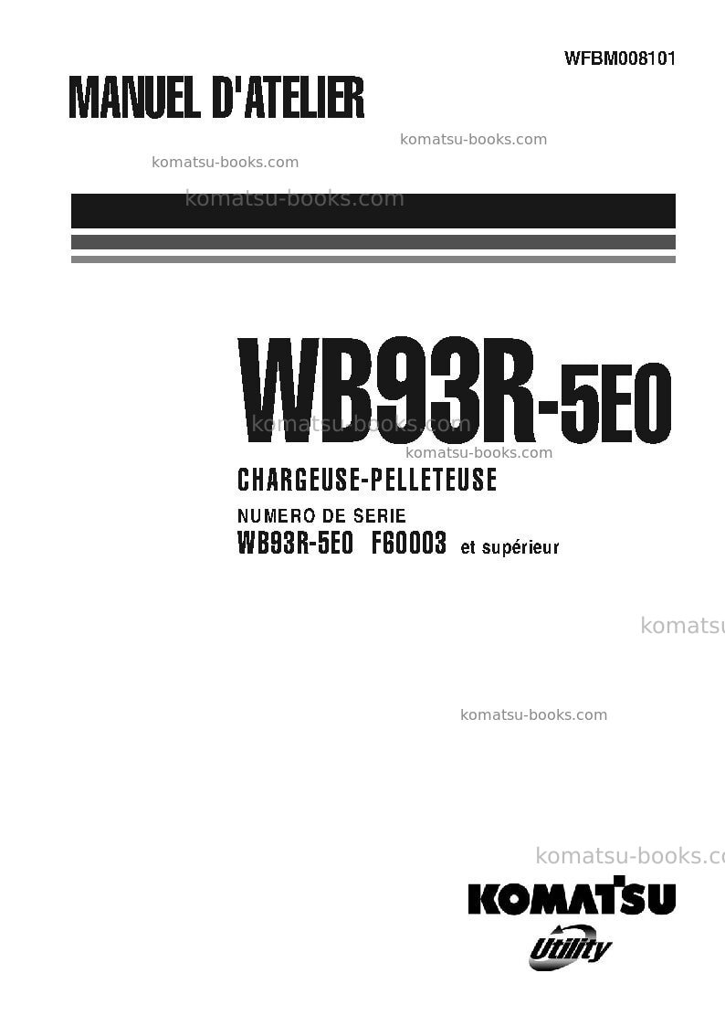Komatsu wb93r-5ita-tier 3 Réparation et maintenance couverture Komatsu wb93r-5ita-tier 3 Réparation et maintenance couverture
