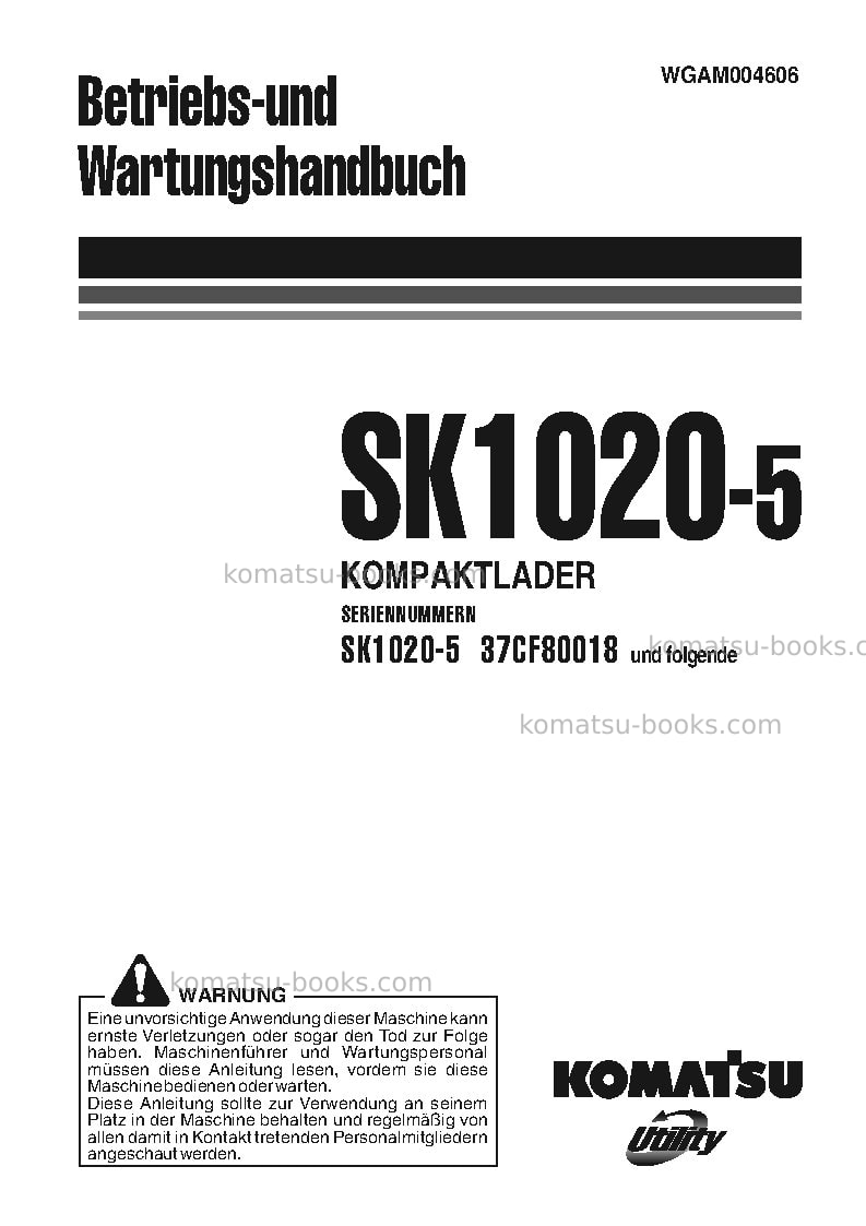 Komatsu sk1020-5ita Betriebsanleitung Titelseite Komatsu sk1020-5ita Betriebsanleitung Titelseite