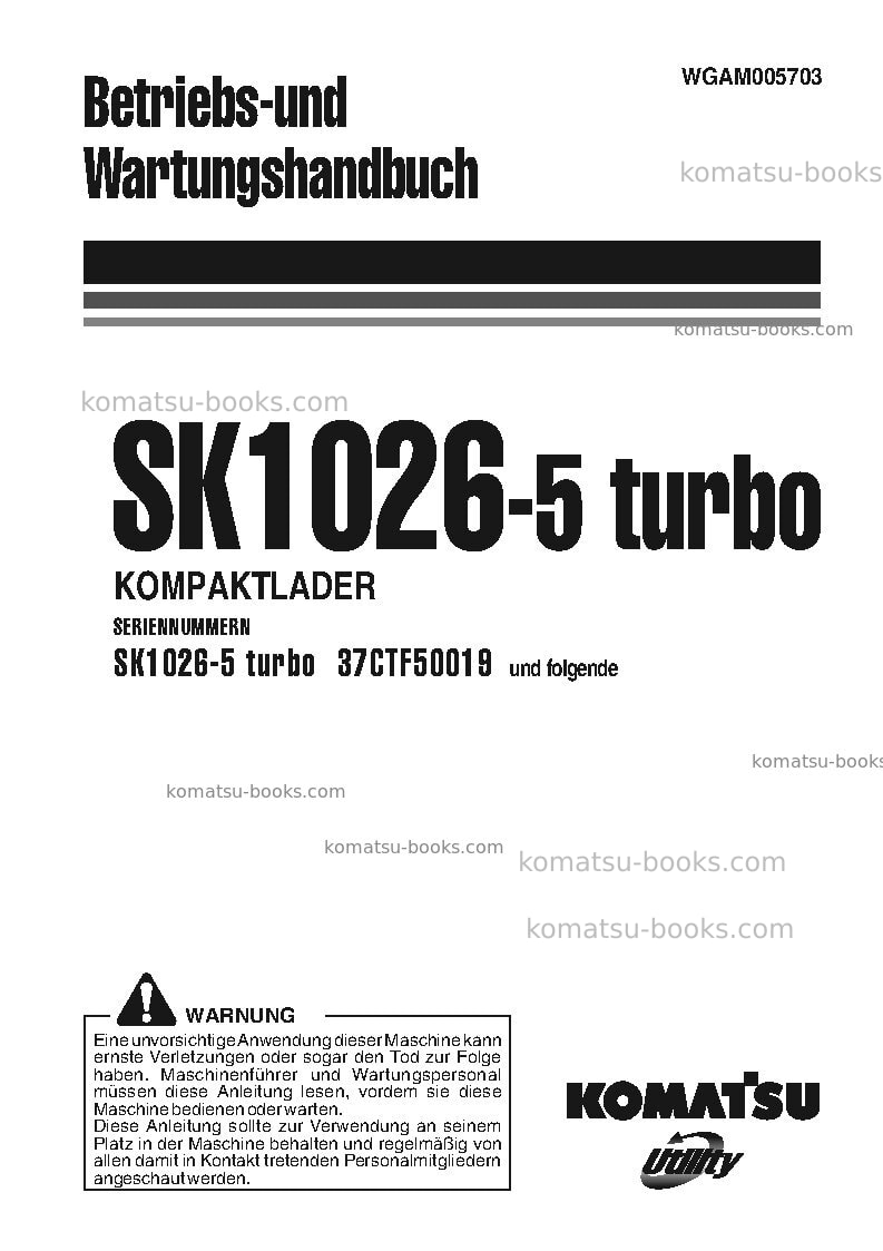 Komatsu sk1026-5ita Betriebsanleitung Titelseite Komatsu sk1026-5ita Betriebsanleitung Titelseite
