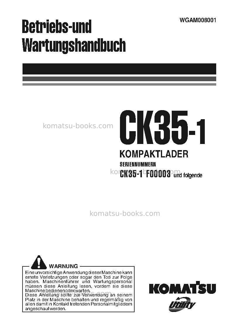 Komatsu ck35-1ita Betriebsanleitung Titelseite Komatsu ck35-1ita Betriebsanleitung Titelseite