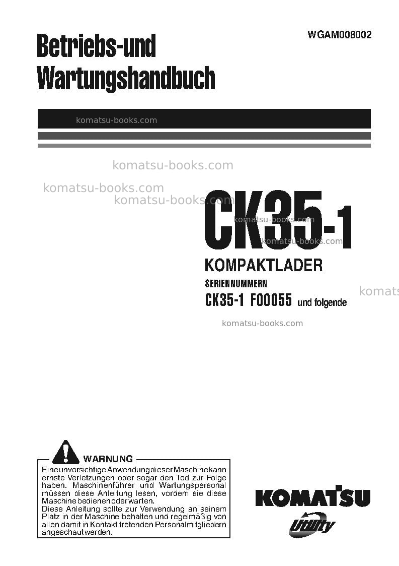 Komatsu ck35-1ita Betriebsanleitung Titelseite Komatsu ck35-1ita Betriebsanleitung Titelseite