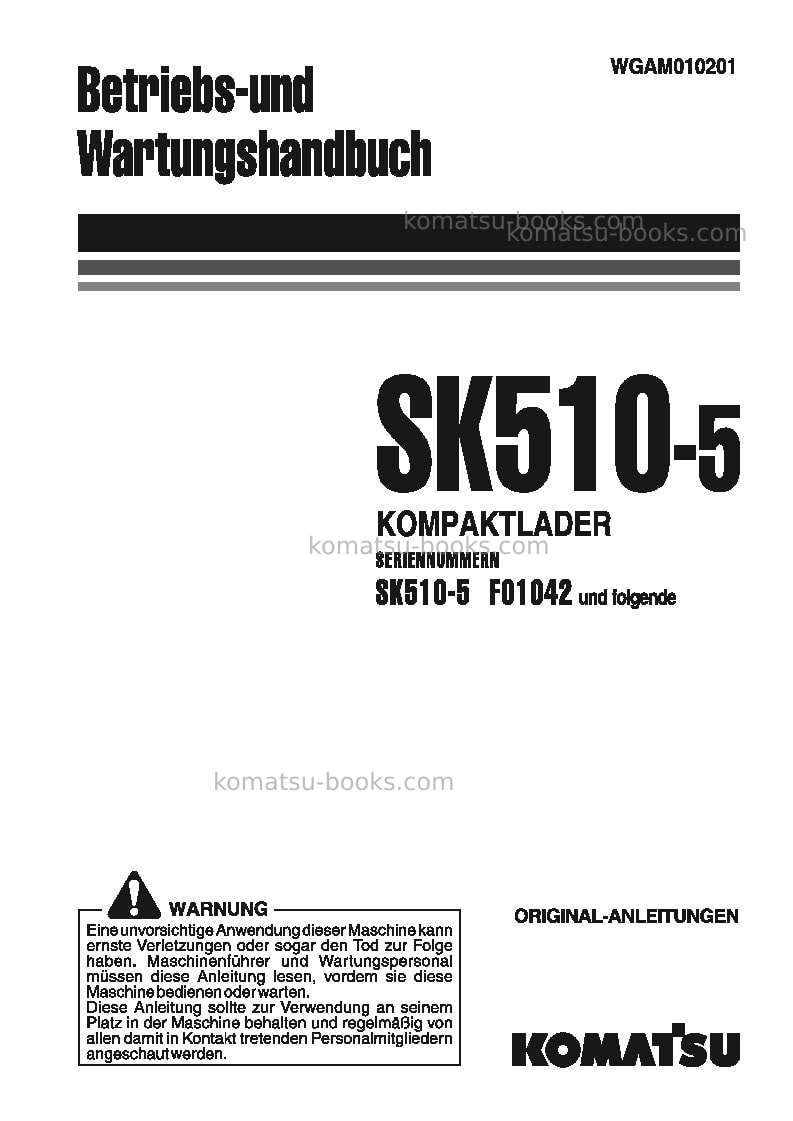 Komatsu sk510-5ita Betriebsanleitung Titelseite Komatsu sk510-5ita Betriebsanleitung Titelseite