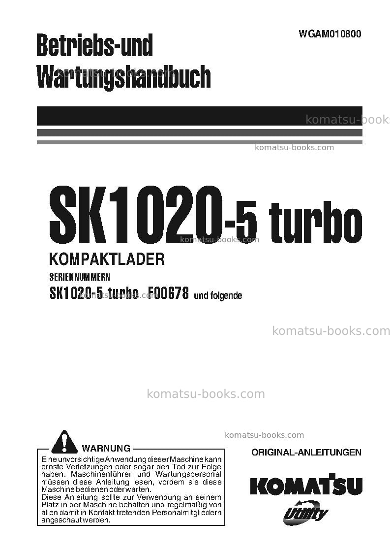 Komatsu sk1020-5ita-turbo Betriebsanleitung Titelseite