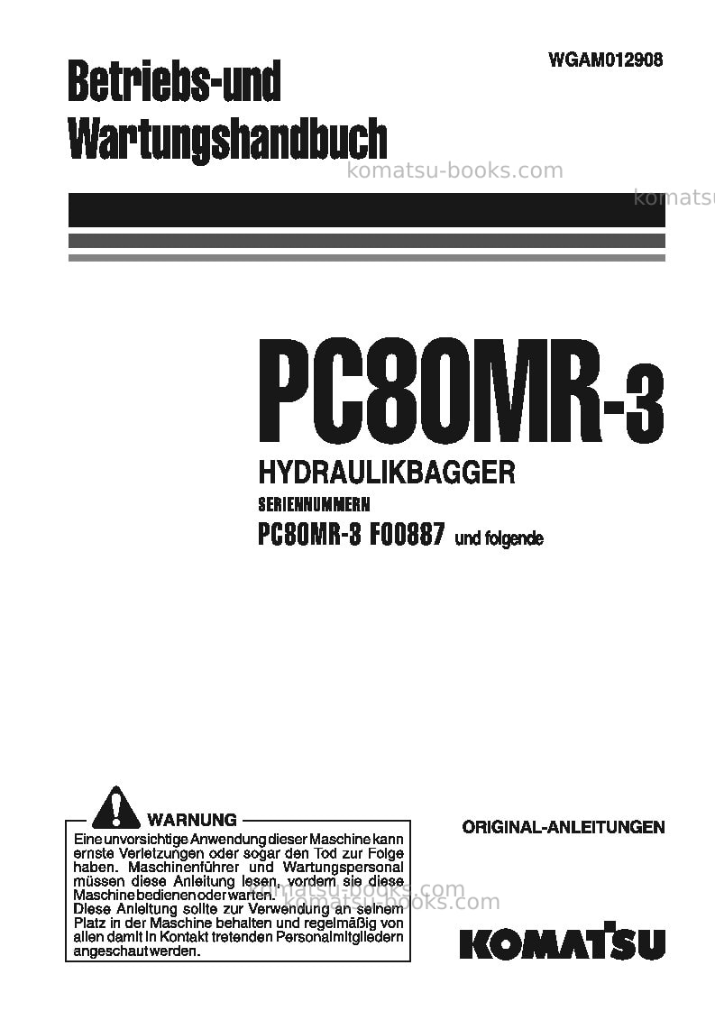 Komatsu pc80mr-3ita Betriebsanleitung Titelseite Komatsu pc80mr-3ita Betriebsanleitung Titelseite