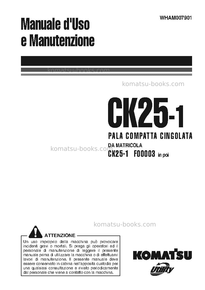 Komatsu ck25-1ita Manuale operativo copertina Komatsu ck25-1ita Manuale operativo copertina