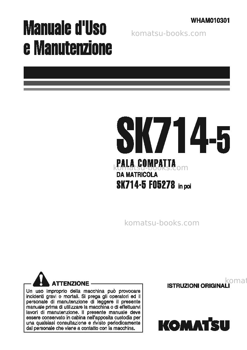 Komatsu sk714-5ita-/ Manuale operativo copertina Komatsu sk714-5ita-/ Manuale operativo copertina