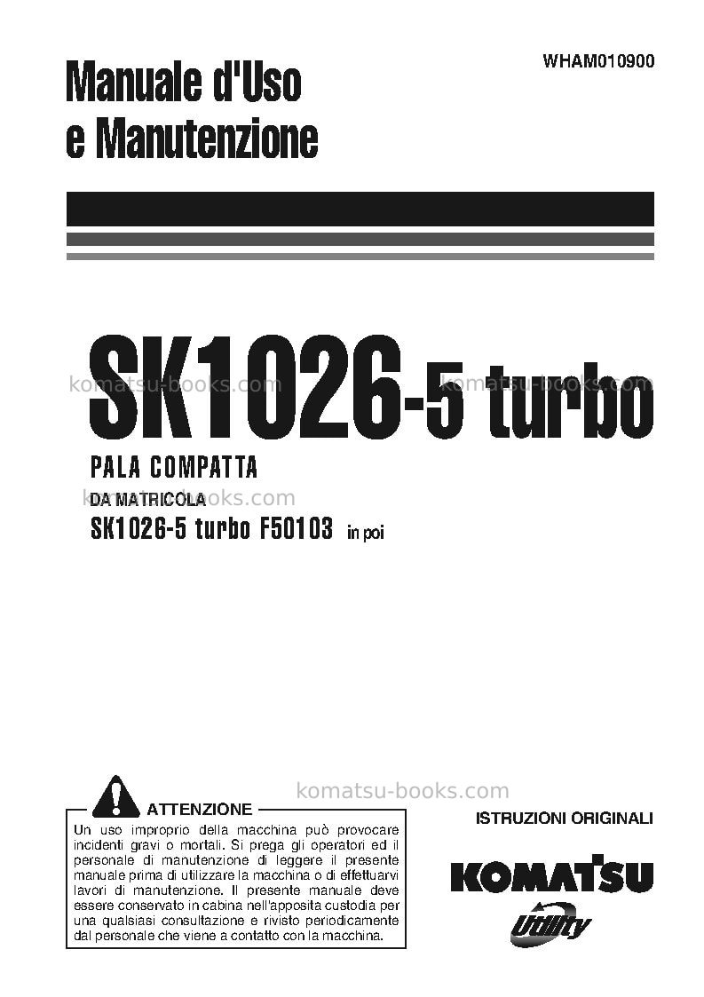 Komatsu sk1026-5ita-turbo Manuale operativo copertina