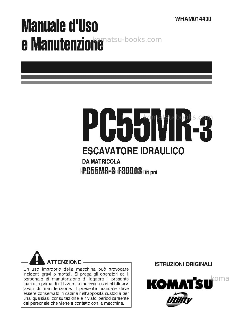 Komatsu pc55mr-3ita Manuale operativo copertina