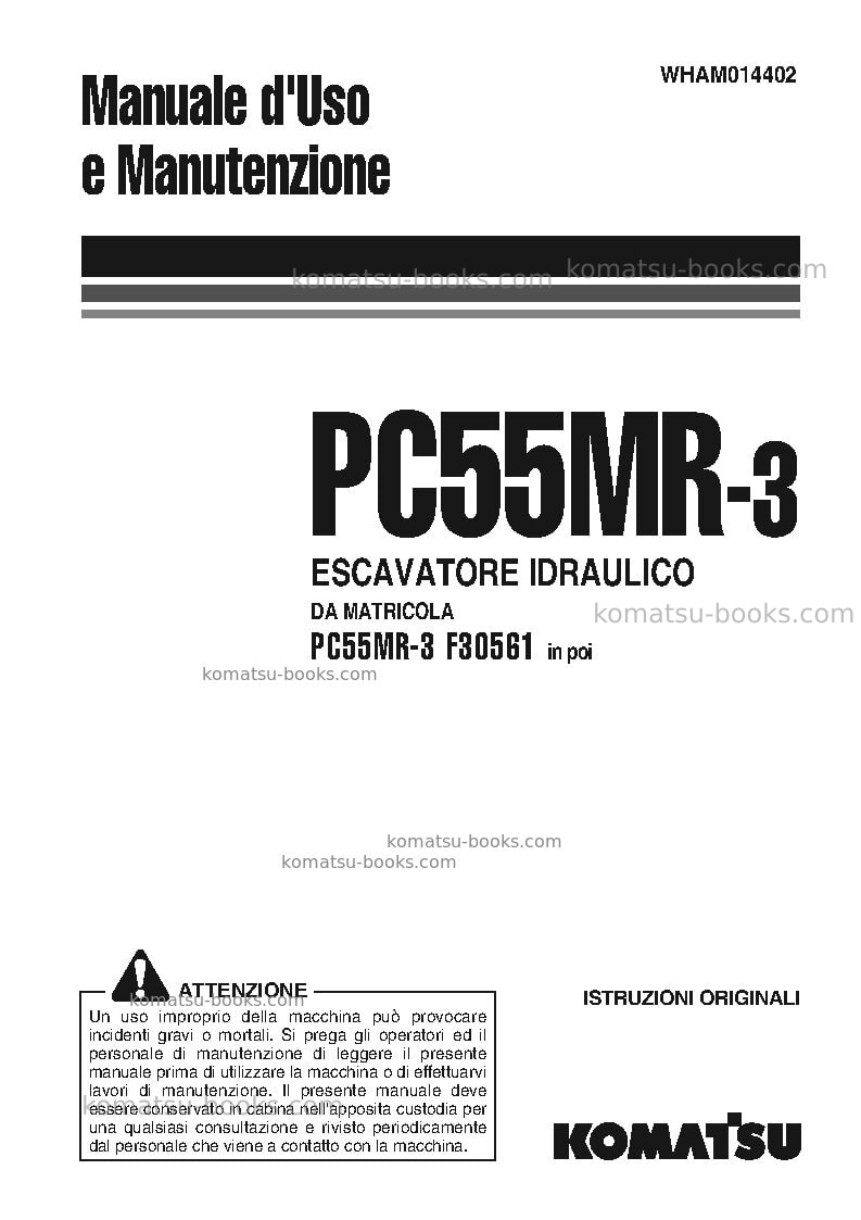 Komatsu pc55mr-3ita Manuale operativo copertina Komatsu pc55mr-3ita Manuale operativo copertina