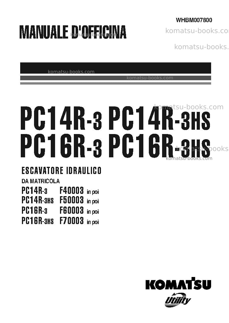 Komatsu pc14r-3ita Riparazione e manutenzione copertina