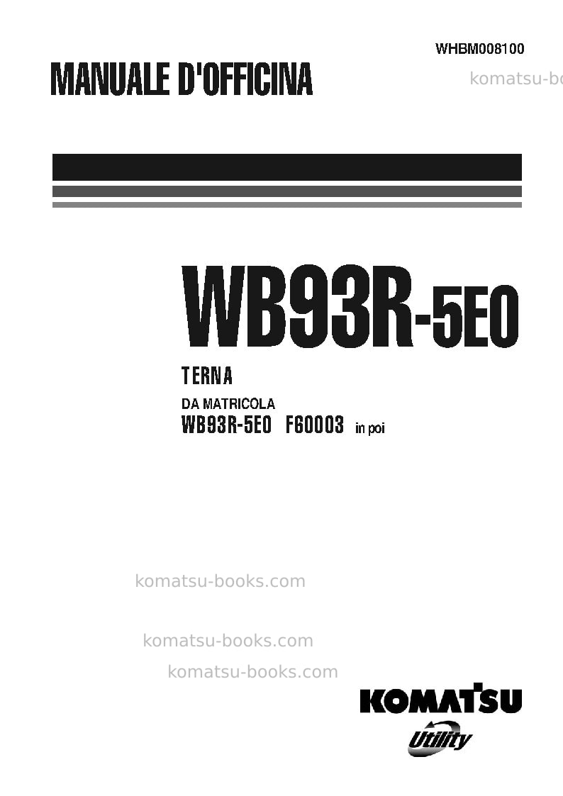 Komatsu wb93r-5ita-tier 3 Riparazione e manutenzione copertina Komatsu wb93r-5ita-tier 3 Riparazione e manutenzione copertina