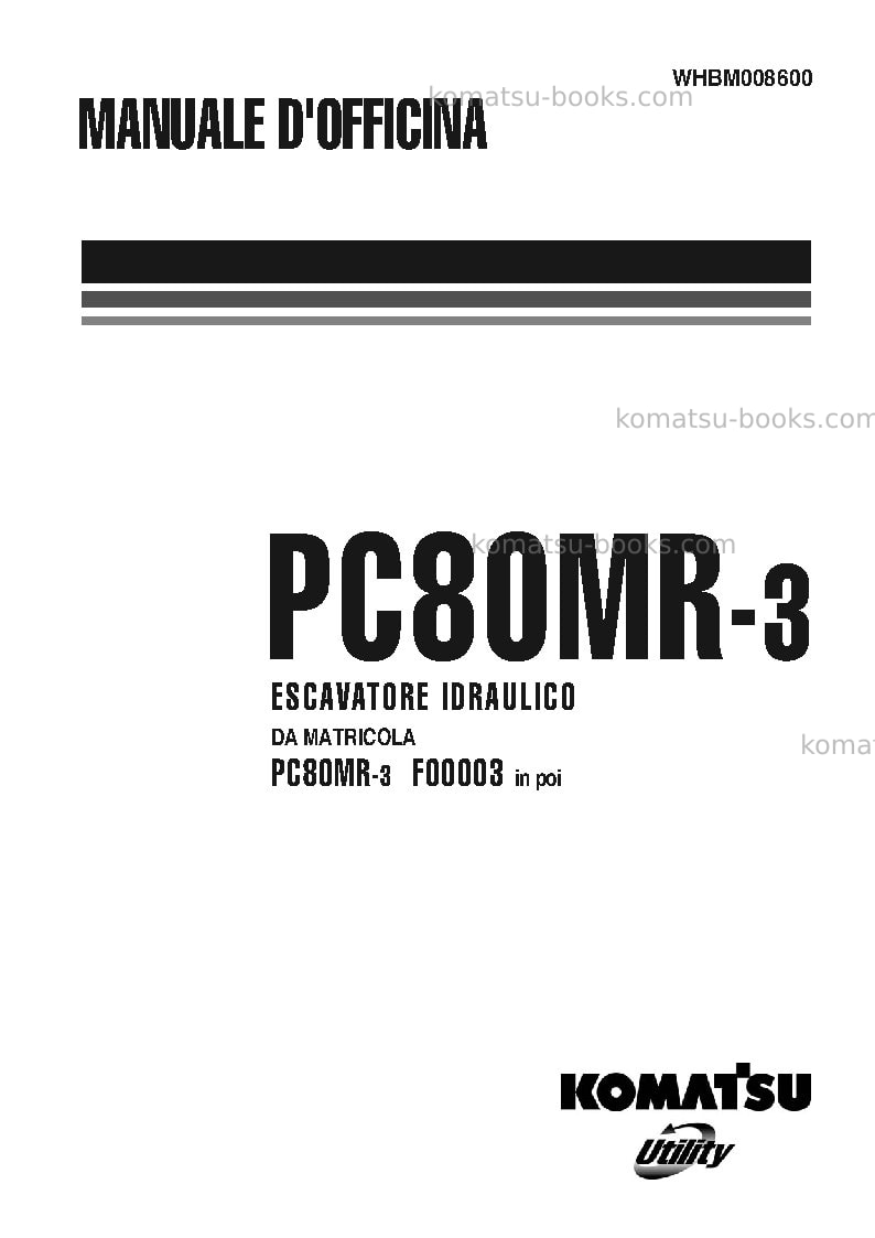 Komatsu pc80mr-3ita Riparazione e manutenzione copertina
