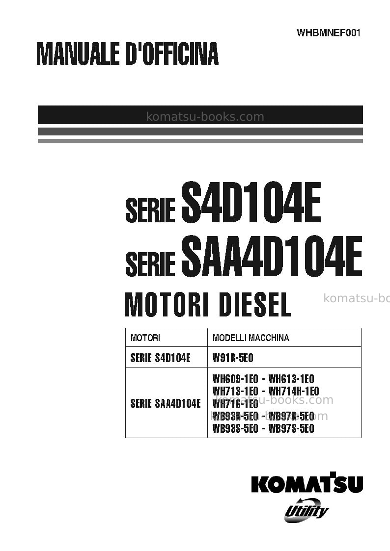 Komatsu saa4d104e-2ita-engine Riparazione e manutenzione copertina Komatsu saa4d104e-2ita-engine Riparazione e manutenzione copertina
