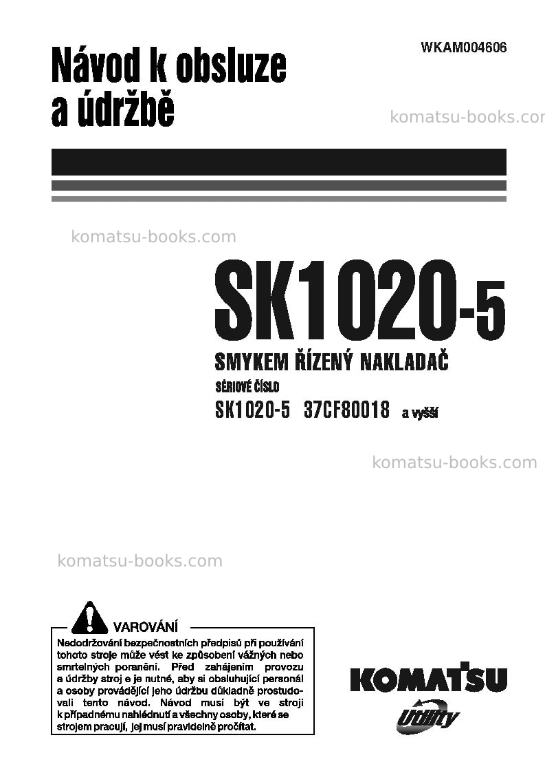Komatsu sk1020-5ita Provozní manuál obálka Komatsu sk1020-5ita Provozní manuál obálka