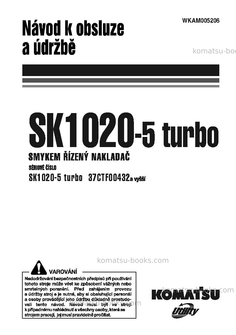 Komatsu sk1020-5ita-turbo Provozní manuál obálka