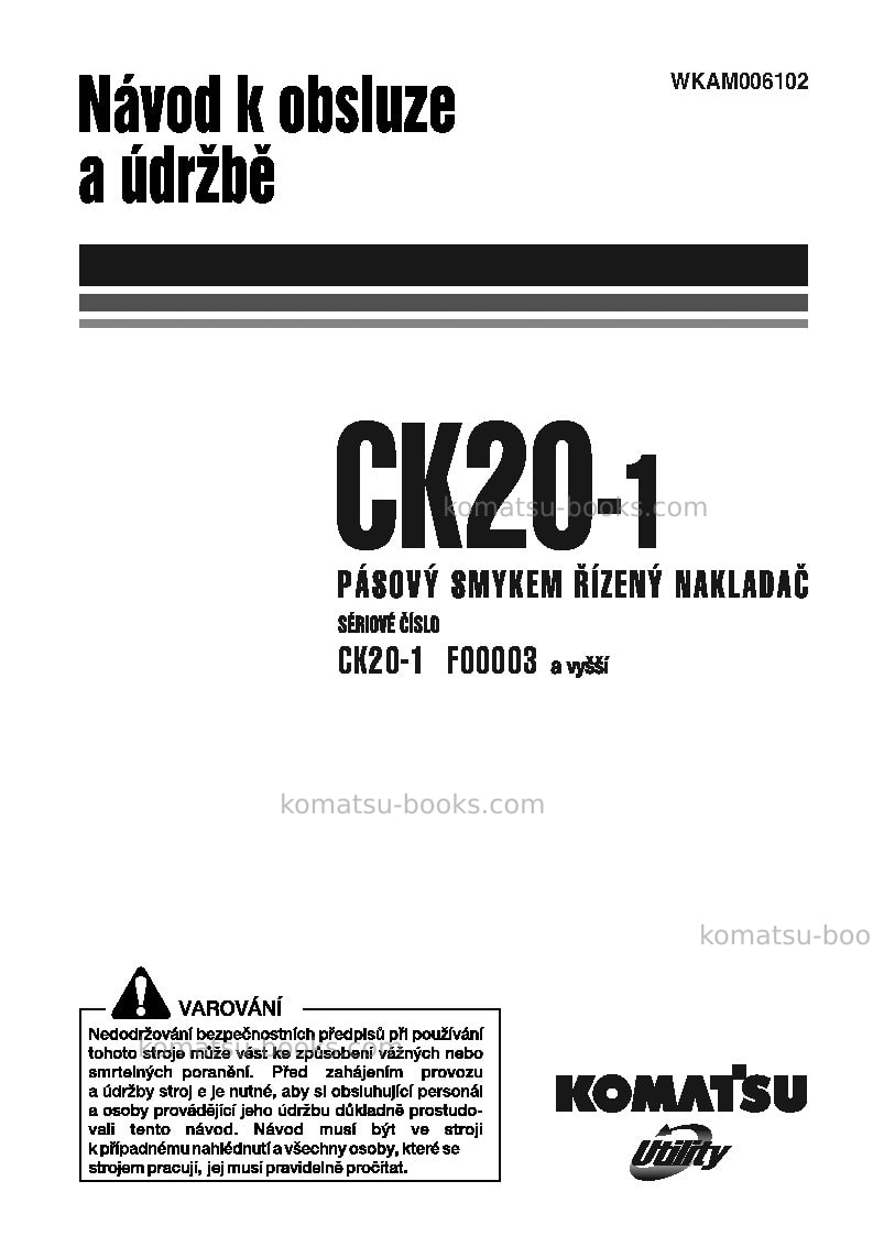 Komatsu ck20-1ita Provozní manuál obálka Komatsu ck20-1ita Provozní manuál obálka