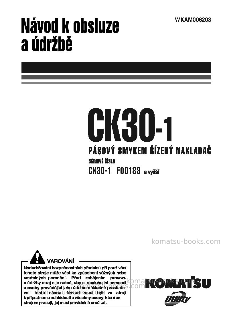 Komatsu ck30-1ita Provozní manuál obálka Komatsu ck30-1ita Provozní manuál obálka
