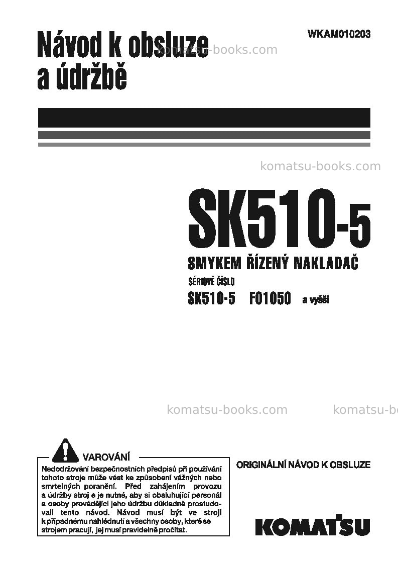 Komatsu sk510-5ita Provozní manuál obálka
