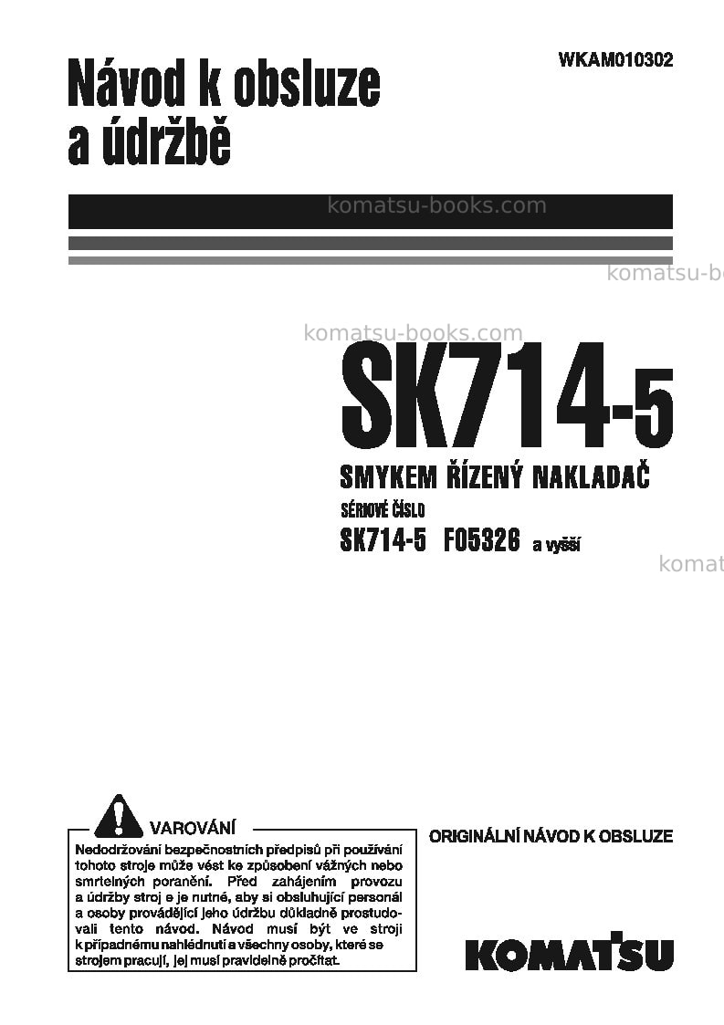 Komatsu sk714-5ita-/ Provozní manuál obálka Komatsu sk714-5ita-/ Provozní manuál obálka