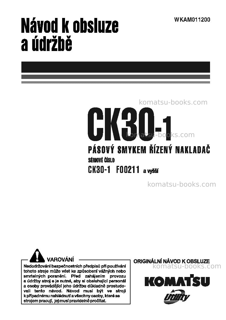 Komatsu ck30-1ita Provozní manuál obálka Komatsu ck30-1ita Provozní manuál obálka