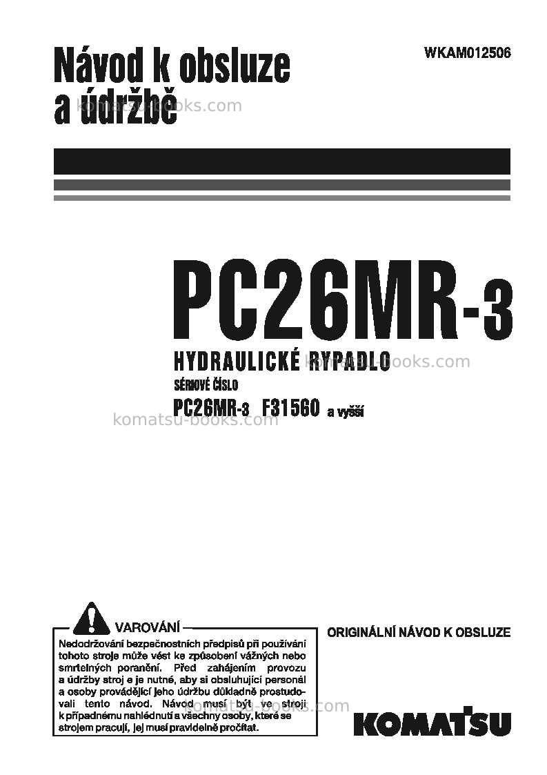 Komatsu pc26mr-3ita Provozní manuál obálka