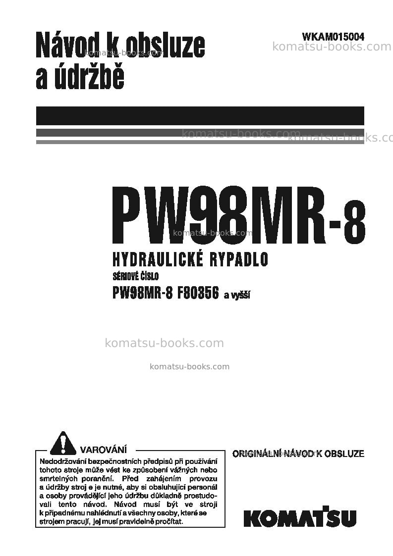 Komatsu pw98mr-8ita Provozní manuál obálka Komatsu pw98mr-8ita Provozní manuál obálka