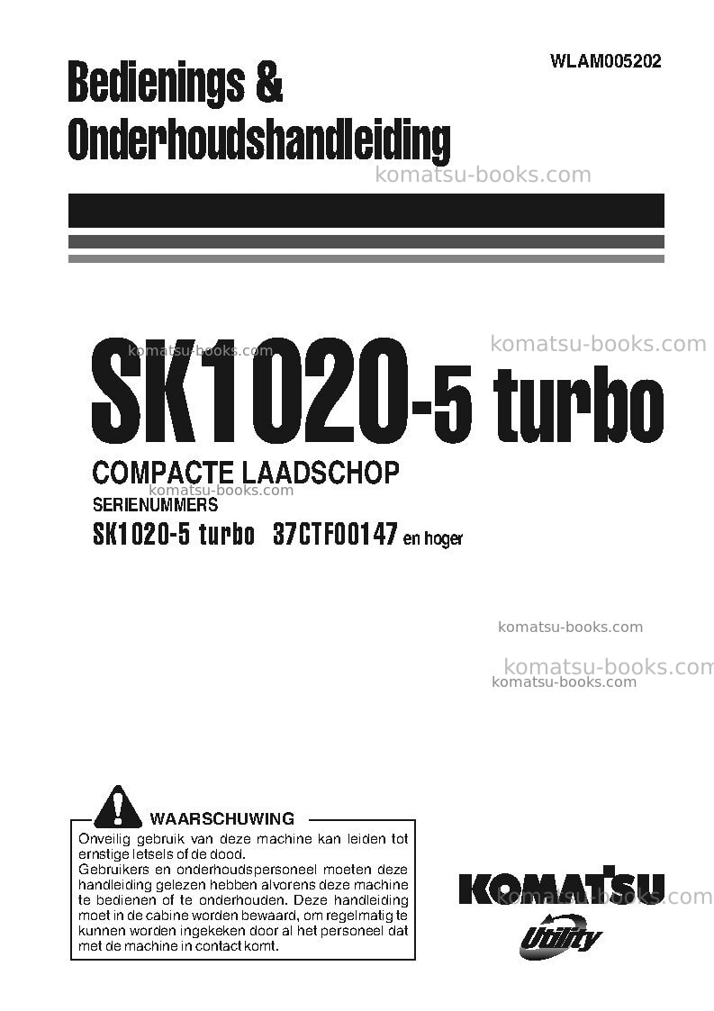 Komatsu sk1020-5ita-turbo Operation manual cover