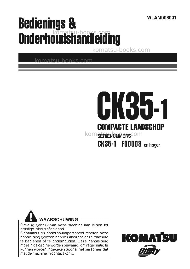 Komatsu ck35-1ita Operation manual cover