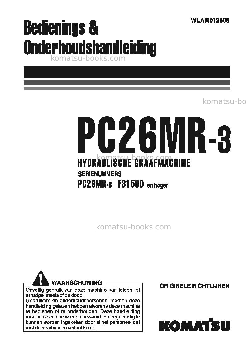 Komatsu pc26mr-3ita Operation manual cover Komatsu pc26mr-3ita Operation manual cover
