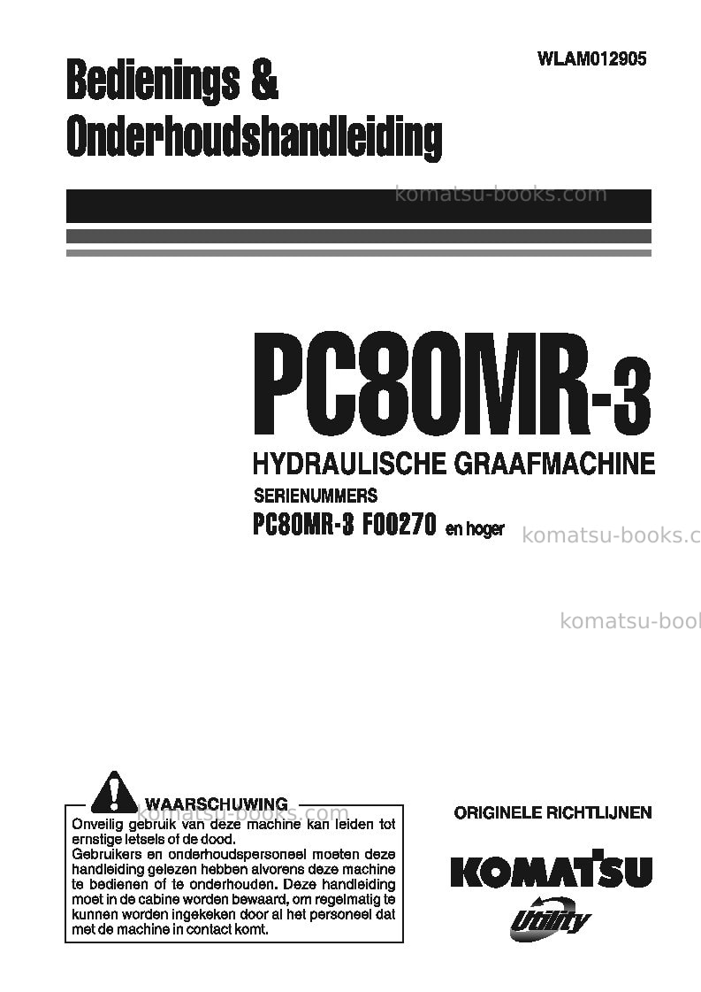 Komatsu pc80mr-3ita Operation manual cover Komatsu pc80mr-3ita Operation manual cover