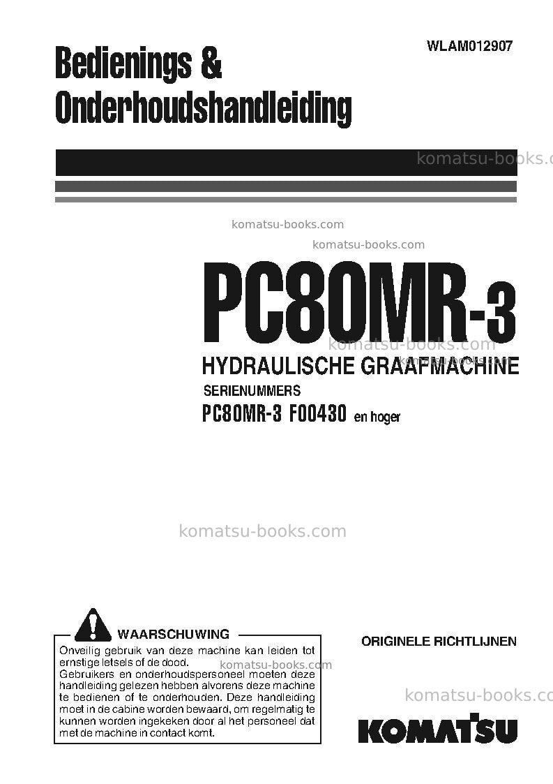 Komatsu pc80mr-3ita Operation manual cover