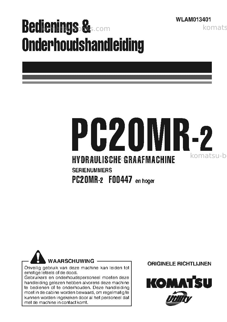 Komatsu pc20mr-2ita Operation manual cover Komatsu pc20mr-2ita Operation manual cover