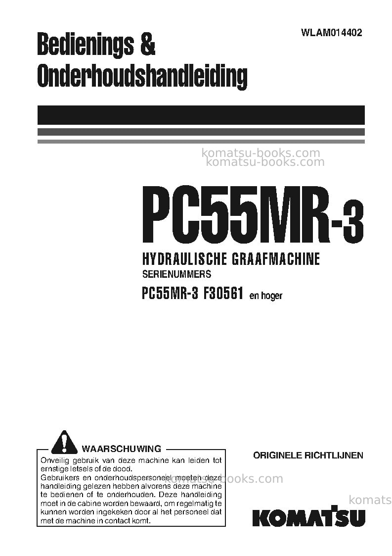 Komatsu pc55mr-3ita Operation manual cover