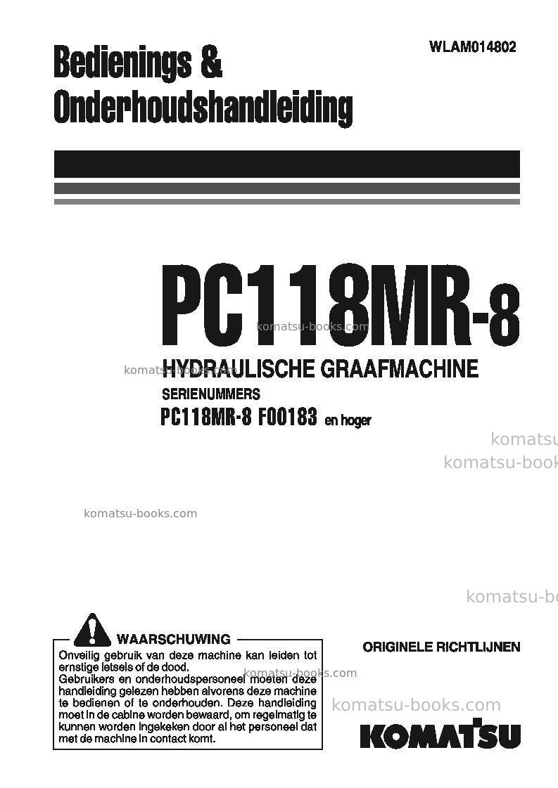 Komatsu pc118mr-8ita Operation manual cover Komatsu pc118mr-8ita Operation manual cover