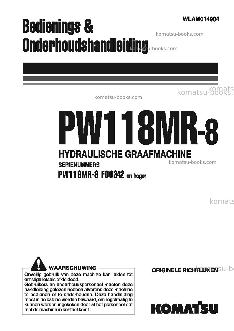 Komatsu pw118mr-8ita Operation manual cover Komatsu pw118mr-8ita Operation manual cover