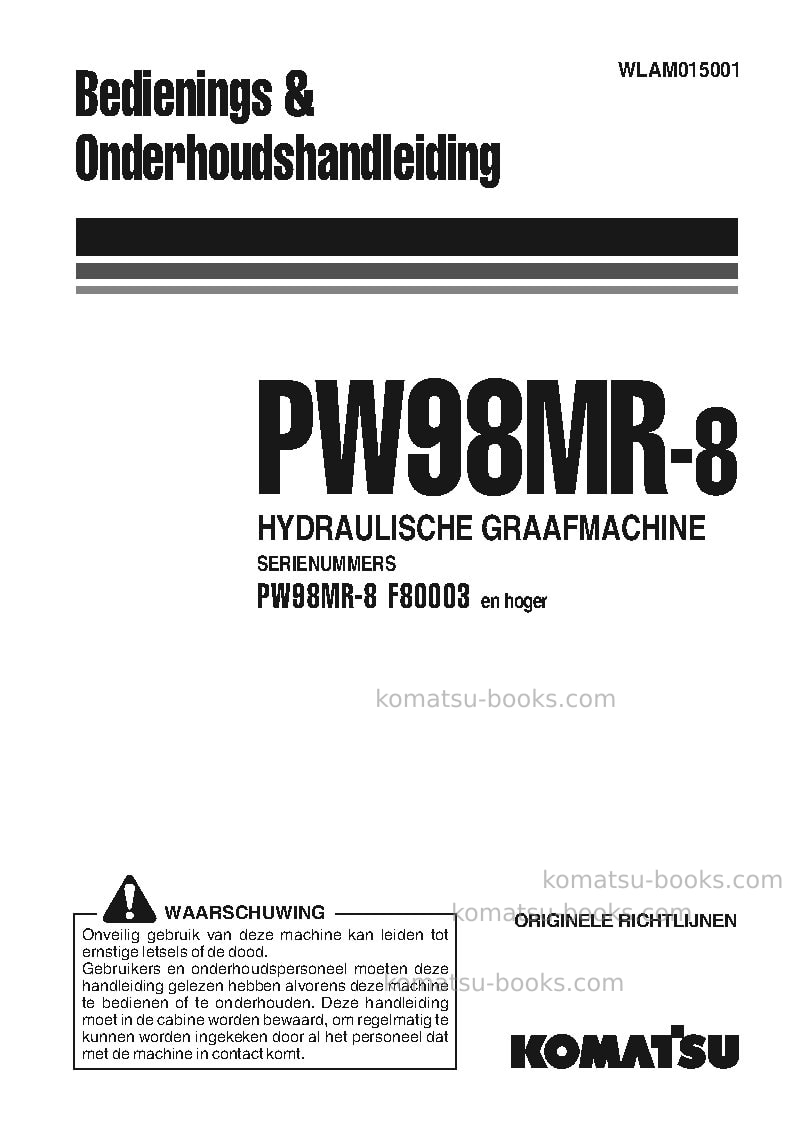 Komatsu pw98mr-8ita Operation manual cover Komatsu pw98mr-8ita Operation manual cover