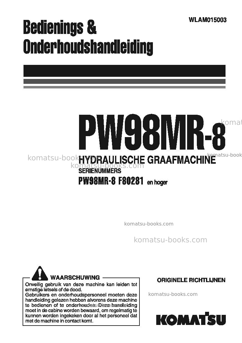 Komatsu pw98mr-8ita Operation manual cover Komatsu pw98mr-8ita Operation manual cover