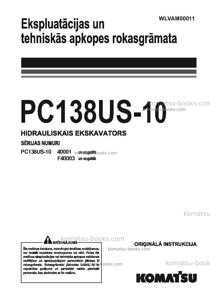 Komatsu pc138us-10ita Operation manual cover Komatsu pc138us-10ita Operation manual cover