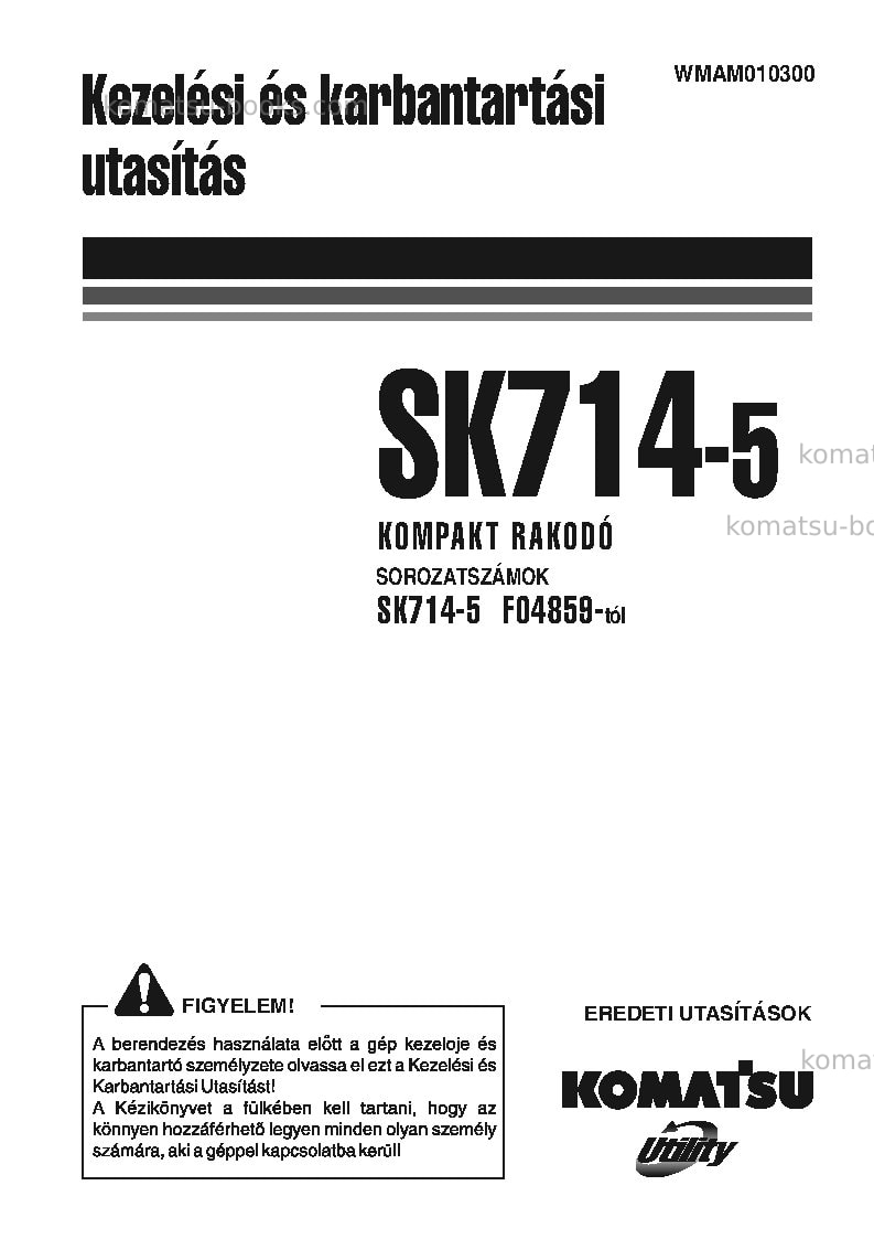 Komatsu sk714-5ita-/ Operation manual cover