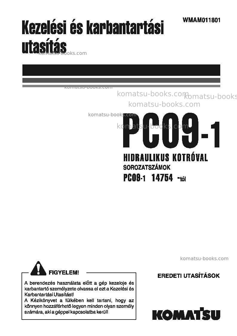 Komatsu pc09-1ita Operation manual cover Komatsu pc09-1ita Operation manual cover