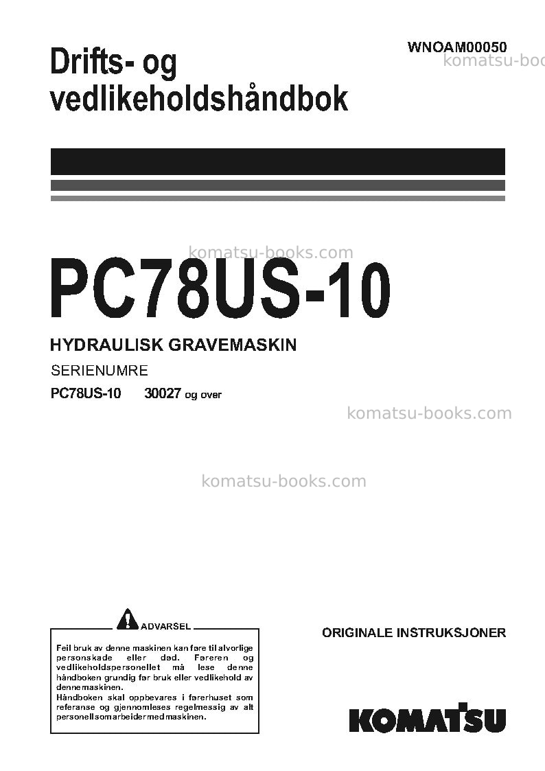 Komatsu pc78us-10jpn Operation manual cover Komatsu pc78us-10jpn Operation manual cover