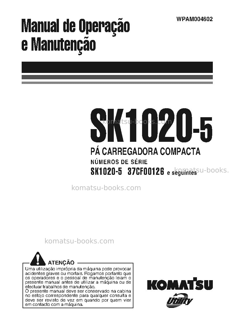 Komatsu sk1020-5ita Manual de operação capa Komatsu sk1020-5ita Manual de operação capa
