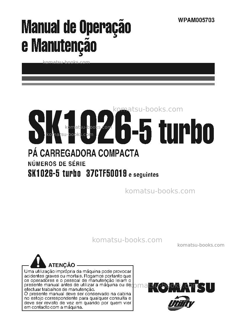 Komatsu sk1026-5ita Manual de operação capa Komatsu sk1026-5ita Manual de operação capa