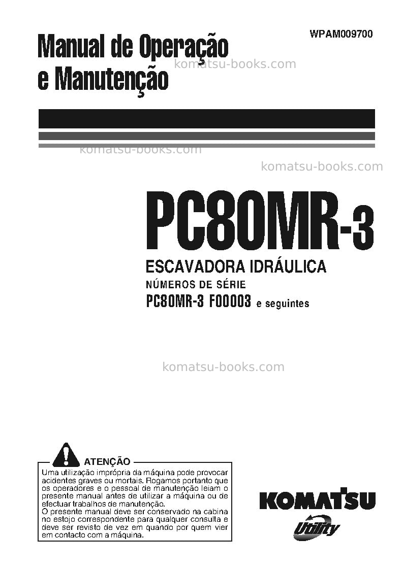 Komatsu pc80mr-3ita Manual de operação capa Komatsu pc80mr-3ita Manual de operação capa