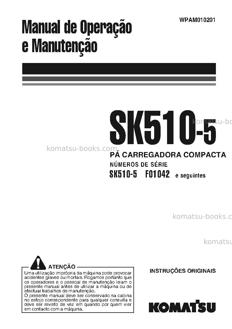 Komatsu sk510-5ita Manual de operação capa Komatsu sk510-5ita Manual de operação capa