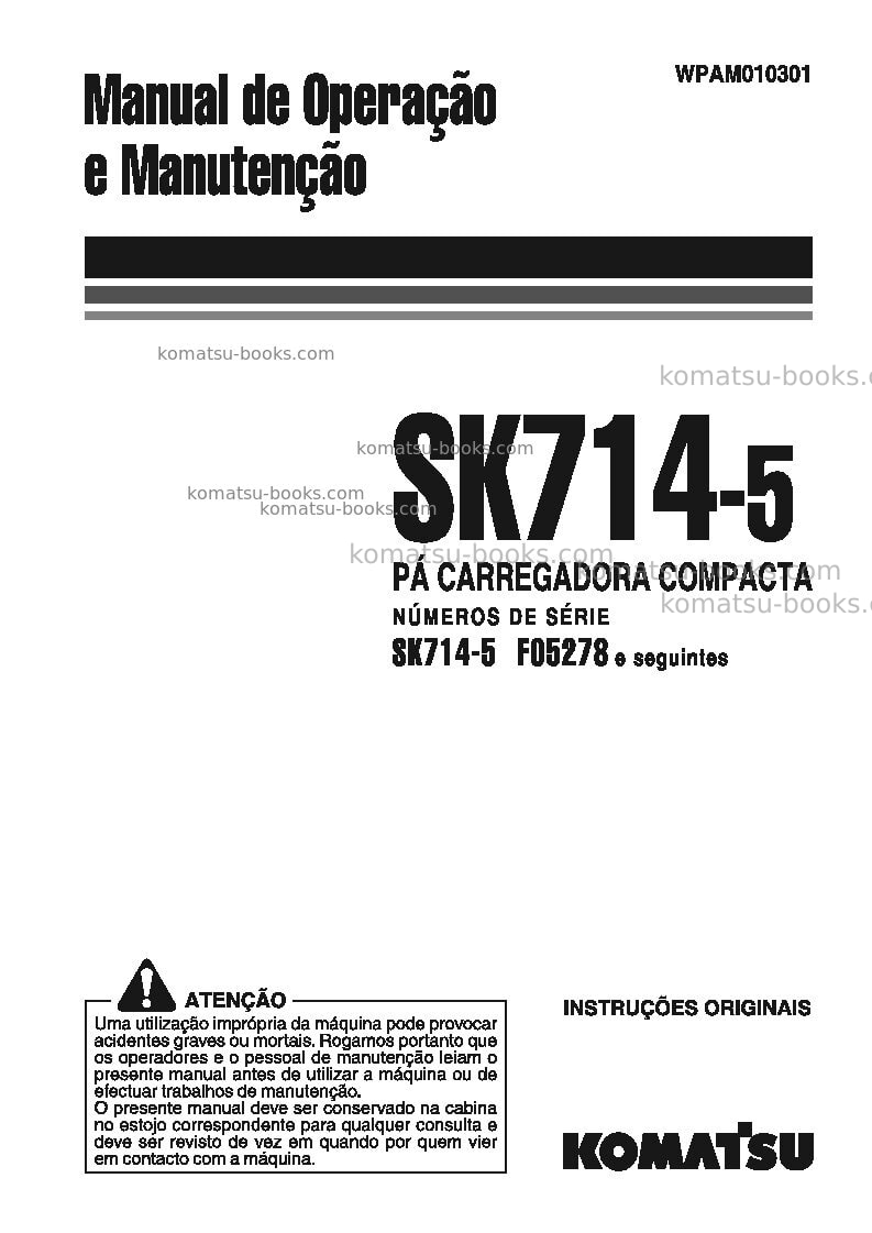 Komatsu sk714-5ita-/ Manual de operação capa Komatsu sk714-5ita-/ Manual de operação capa