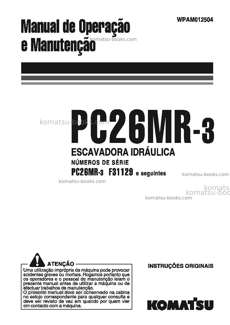 Komatsu pc26mr-3ita Manual de operação capa Komatsu pc26mr-3ita Manual de operação capa