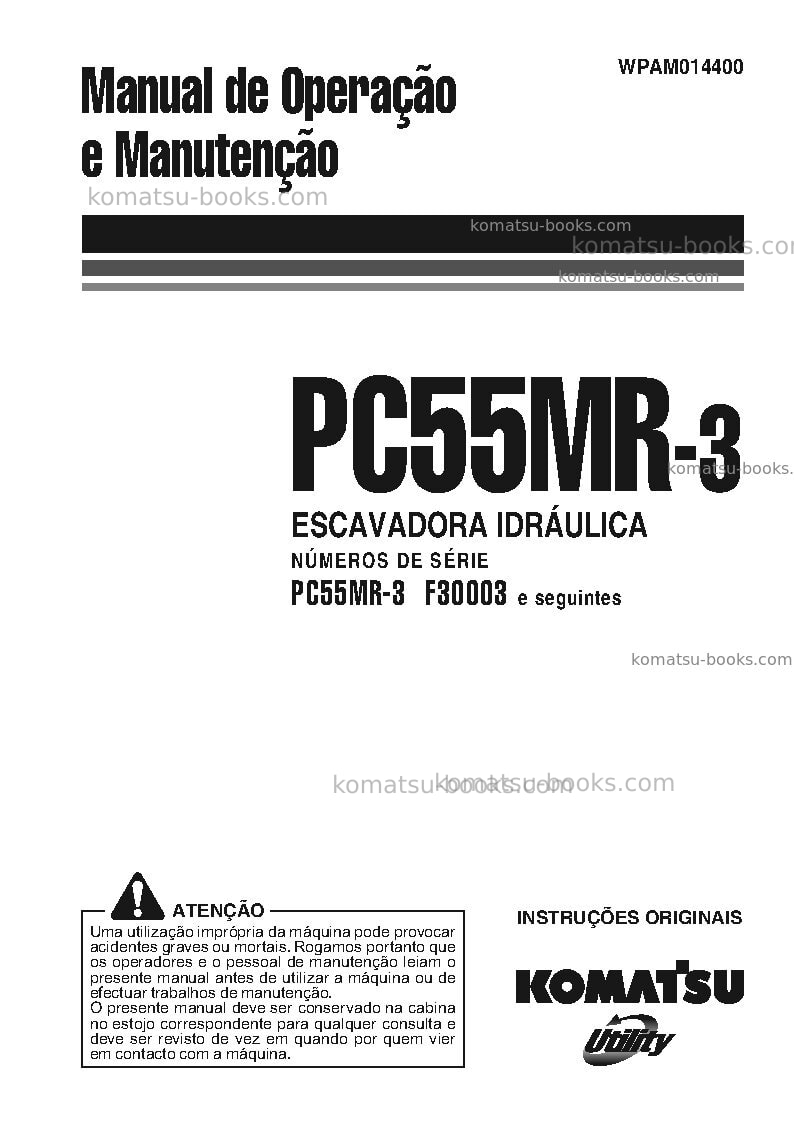 Komatsu pc55mr-3ita Manual de operação capa Komatsu pc55mr-3ita Manual de operação capa