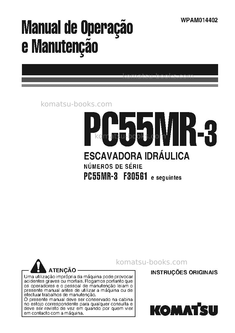 Komatsu pc55mr-3ita Manual de operação capa Komatsu pc55mr-3ita Manual de operação capa